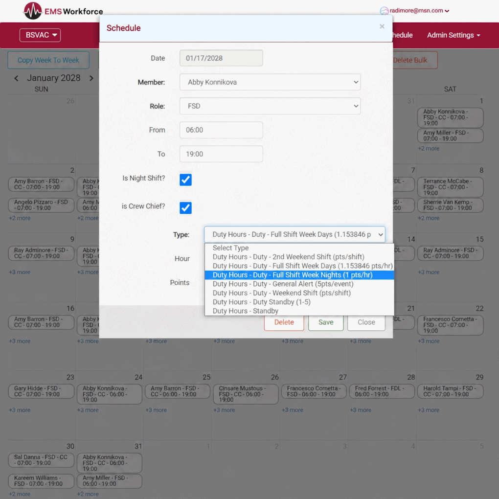 Create monthly duty schedules